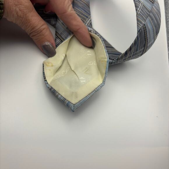 Vintage Oleg Cassini Blue Multicolor Men's Tie Necktie - Picture 4 of 4